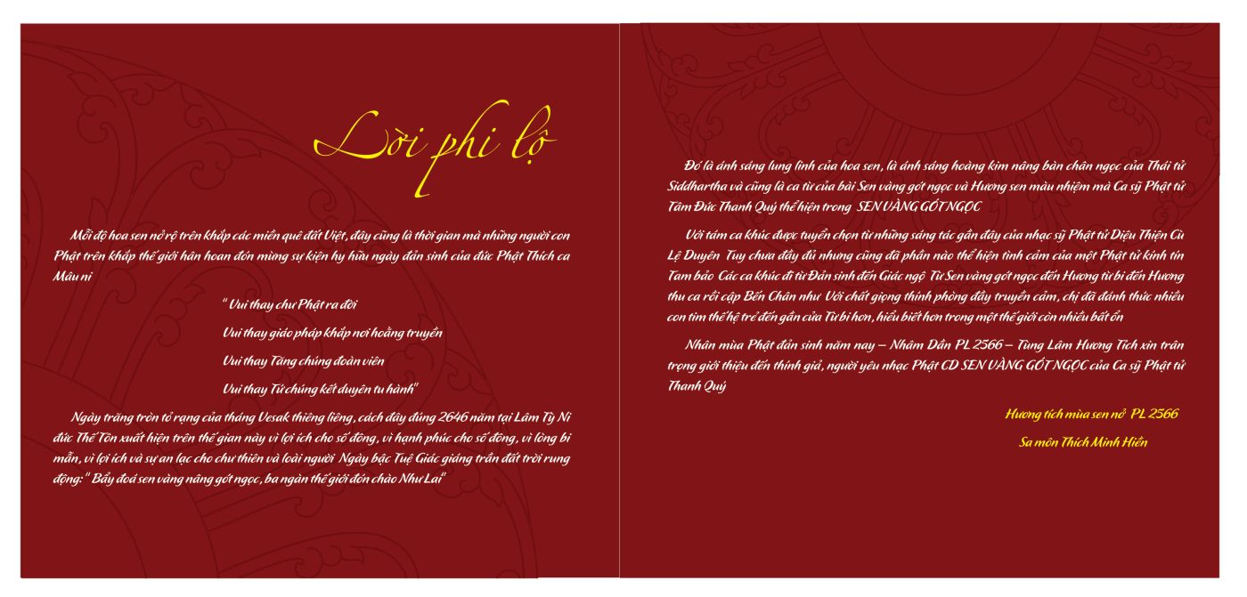 CD Sen vàng gót ngọc - Ca sỹ Phật tử Tâm Đức